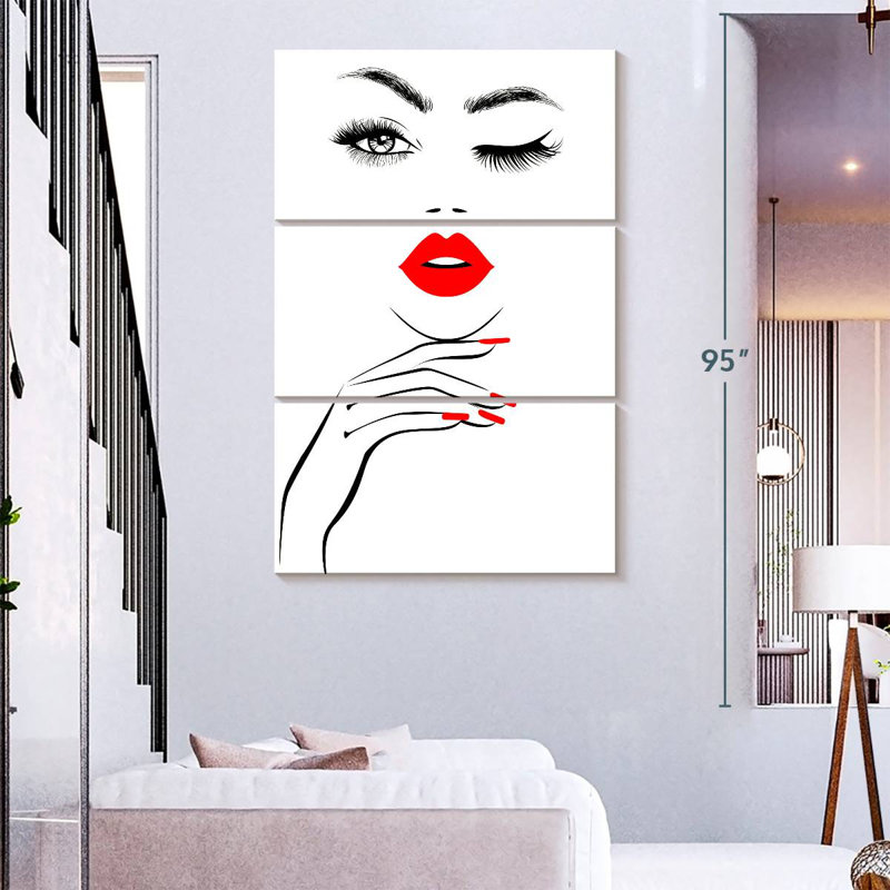 Femme de la Navette aux lèvres rouges, H 74 po x l 48 po