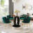 Modern Round Tempered Glass Pedestal Dining Set with Velvet Woven Dininig Chair-900894098-873376897