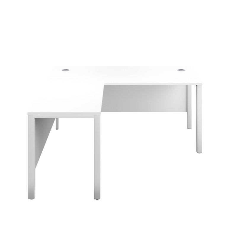 Buariki L-Shaped Metal Base Executive Desk, White/White, Left Hand Return, 73cm H x 160cm W x 180cm D