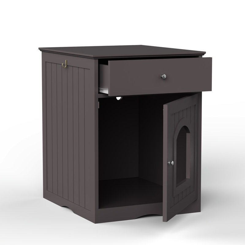 Enceinte en bois pour litière pour chat avec tiroir et table d'appoint