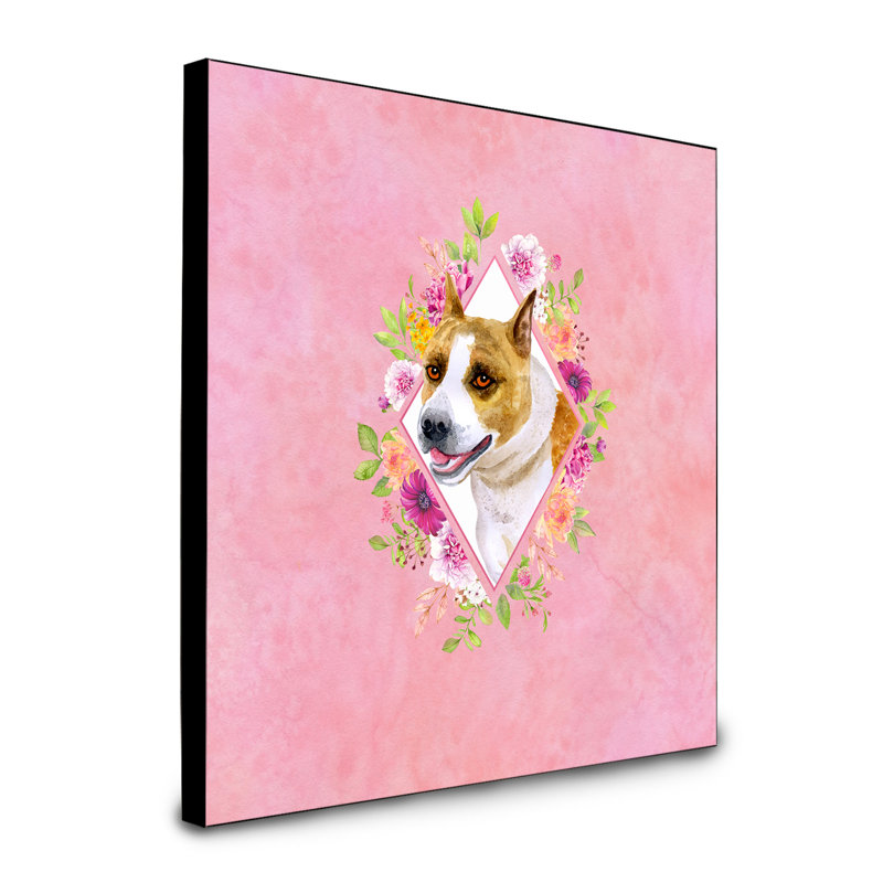 Panneau mural Dollman Flowers, Rose, Bull terrier blond
