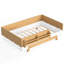 Lit simple au sol avec garde-corps et bibliothèque Montessori, structure de lit en bois massif, blanc et naturel-131202361-131202360