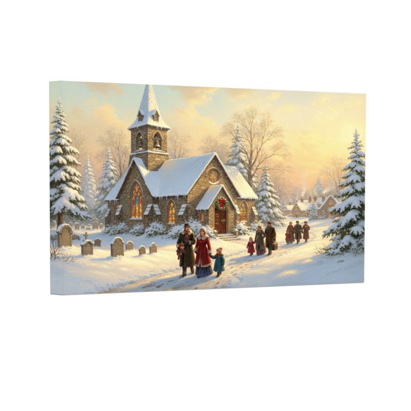 Scène d'églises de Noël avec paysage enneigé
