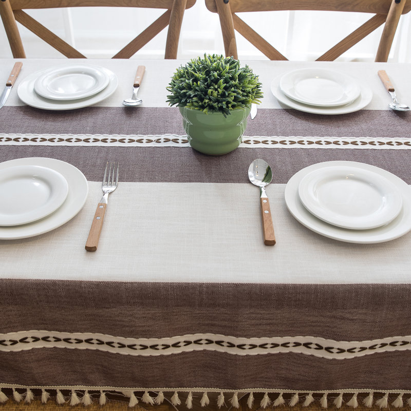 Mosser Cotton and Linen Tablecloth, 86" x 54", Purple Beige