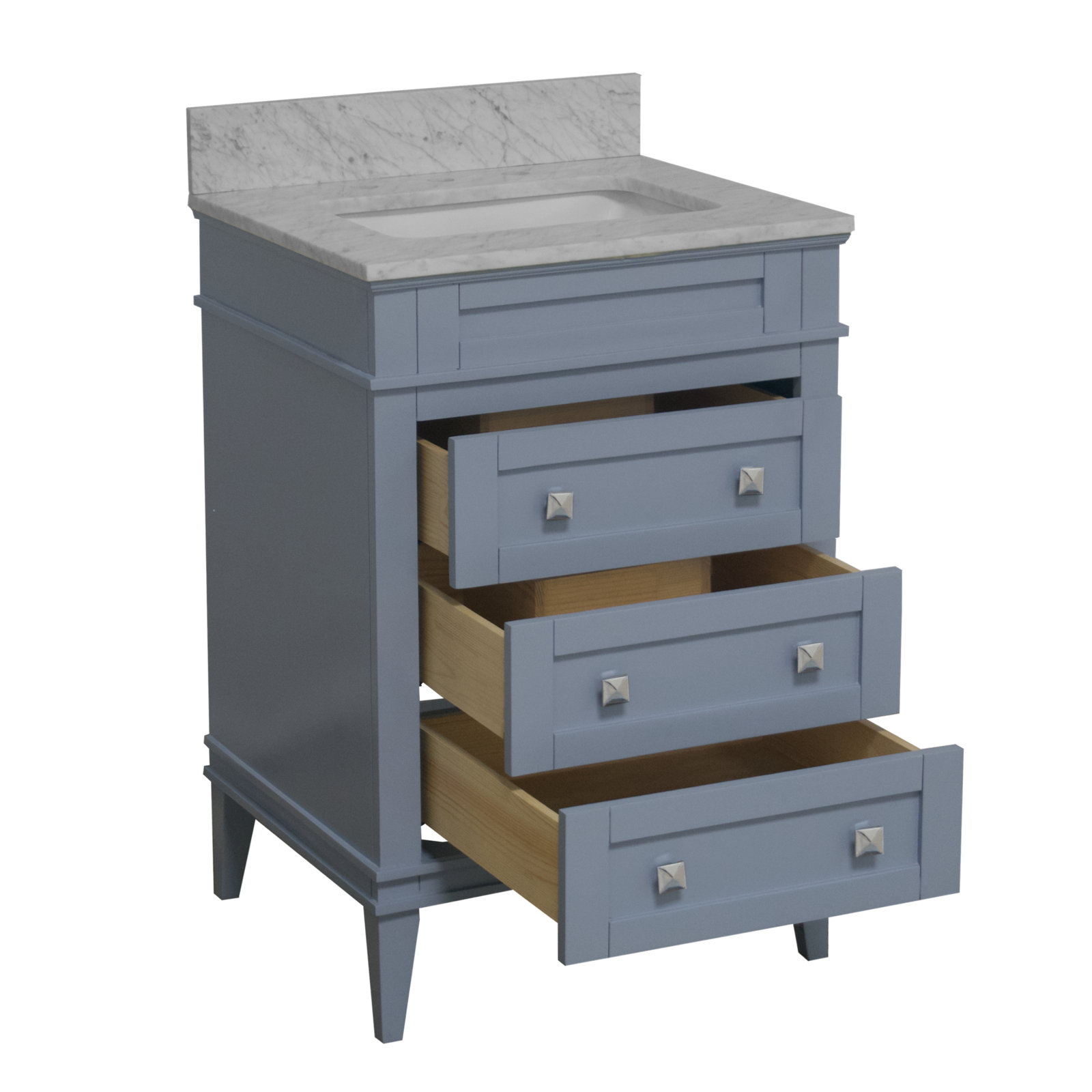 24'' Single Bathroom Vanity, Carrara Marble, Powder Blue
