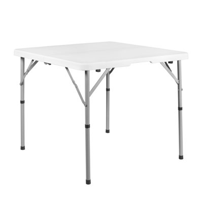 Table pliante carrée Regency Trestle Series 34 po, en plastique moulé par soufflage de qualité commerciale - Blanche