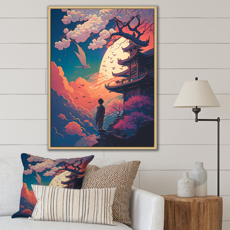 «Magic Mythical Visions Of Antique Legends I», reproduction sur toile, H 44 po x l 34 po x P 1,5 po, Cadre flottant brun
