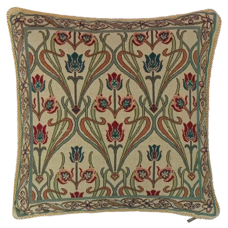  Floral Pillow Cover, Beige