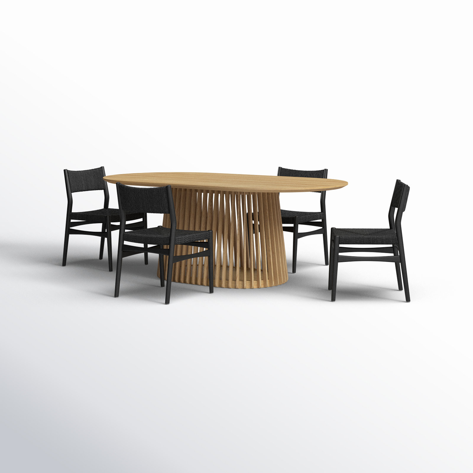 Brysa Dining Table Set, Natural, Black, Natural