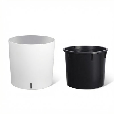 Self Watering Planter with Wheels, Set of 2 Large Tall Plant Pots with Water Level Indicator, Indoor Outdoor Use