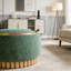 Repose-pieds de rangement rond 29 po avec pieds en bois massif, table basse moderne avec couvercle réversible, structure en bois, tissu chenille-1942988368