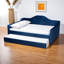 Lit de jour double en velours avec couchette Freya, bleu, H 31,15 po x l 82,45 po x L 58,04 po-290142777-402354485