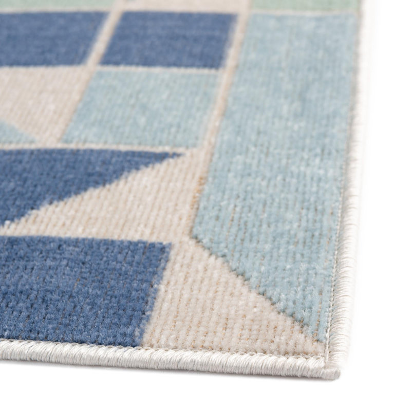 Tapis beige à motif géométrique Mcburney, Tapis de couloir 2 pi x 6 pi