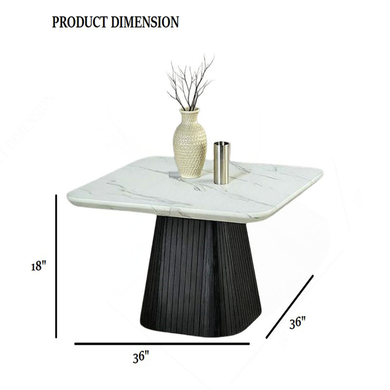 Ensemble de tables 3 pièces de style contemporain 1 table basse carrée 2 tables de bout carrées en faux marbre doux aux bords arrondis du salon principal au fini noir