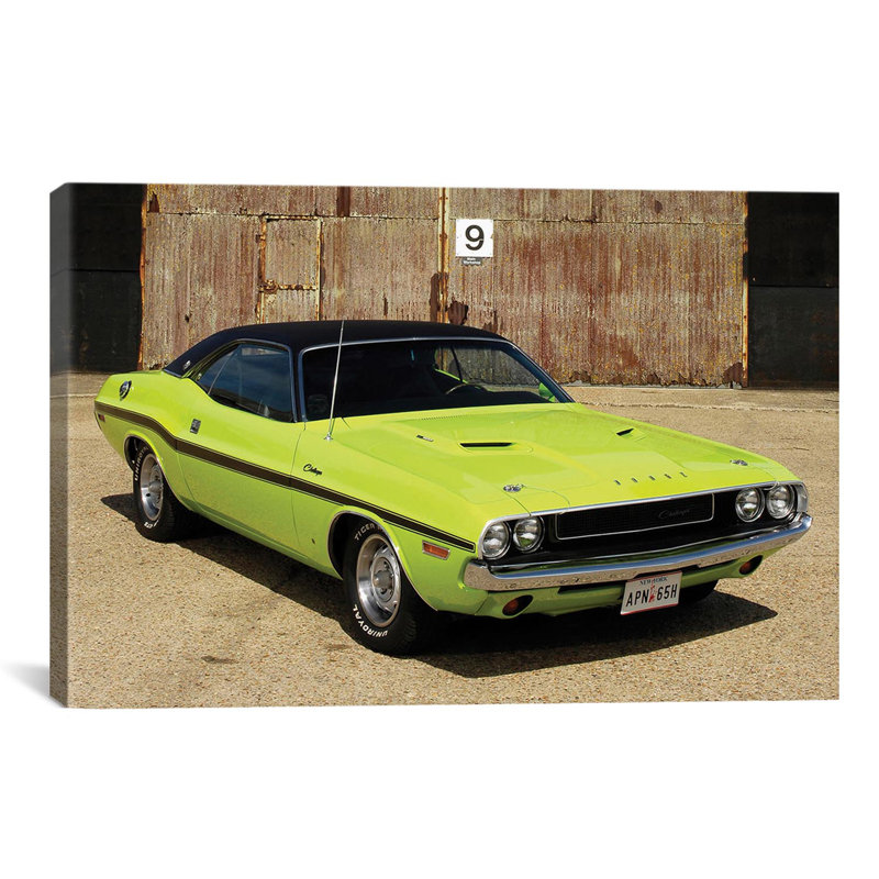 «1970 Dodge Défiant» par Lyall, reproduction de photo sur toile, H 26 po x l 40 po x P 0,75 po