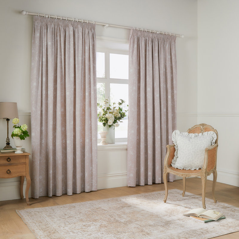 Bella Pencil Pleat Curtain Panel Pair, 117cm Width x 137cm Drop, Beige