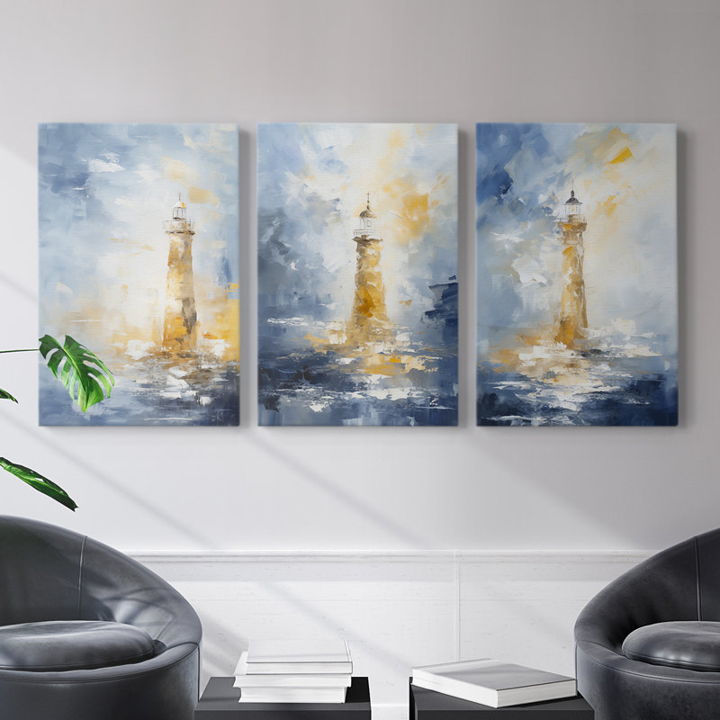 Série Sea and Shore CXL - Ensemble de 3 toiles tendues avec châssis - Prêt à être accroché, H 36 po x l 24 po