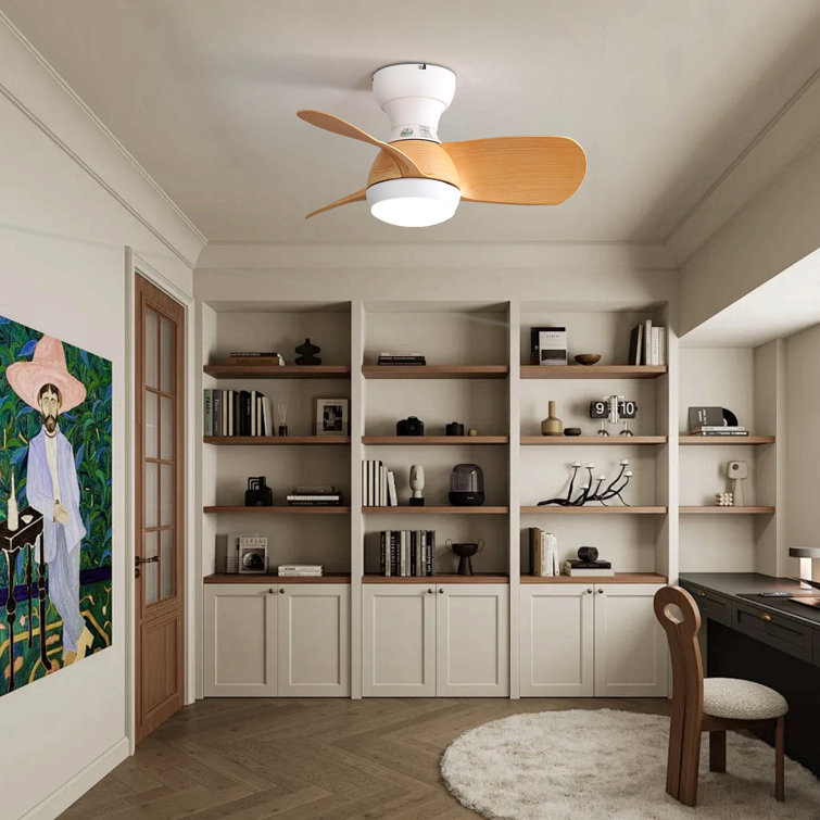Mini Led Ceiling Fan With 3 Colour Dimmable 3 Abs Blades Remote Control Dc Motor For Bedroom