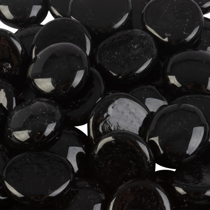 Kortlynn 10lbs Fire Pit Glass Rocks - 3/4-Inch Glass Marbles, Black