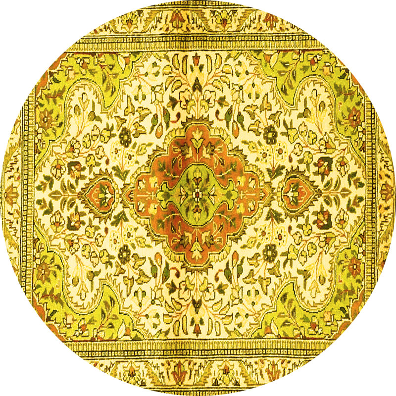 Tapis lavables à la machine Traditional 4371 - jaune, Rond 3 pi