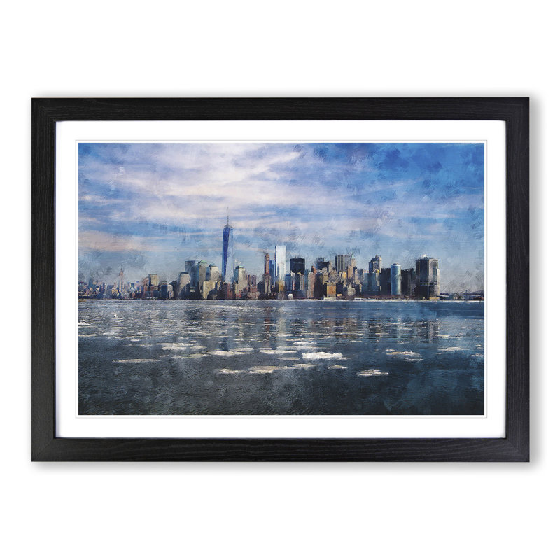 New York Skyline Vol.7 - Picture Frame Graphic Art, Black Framed, 27cm H x 36cm W x 2cm D