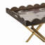 Table-plateau 23,5 po x 15,5 po x 24 po en MDF brun avec motif de cygne blanc et base en fer