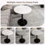 Table basse 27,6 "à effet marbre avec plateau texturé gris foncé et piédestal noir - style nordique-1114132902-1114132900