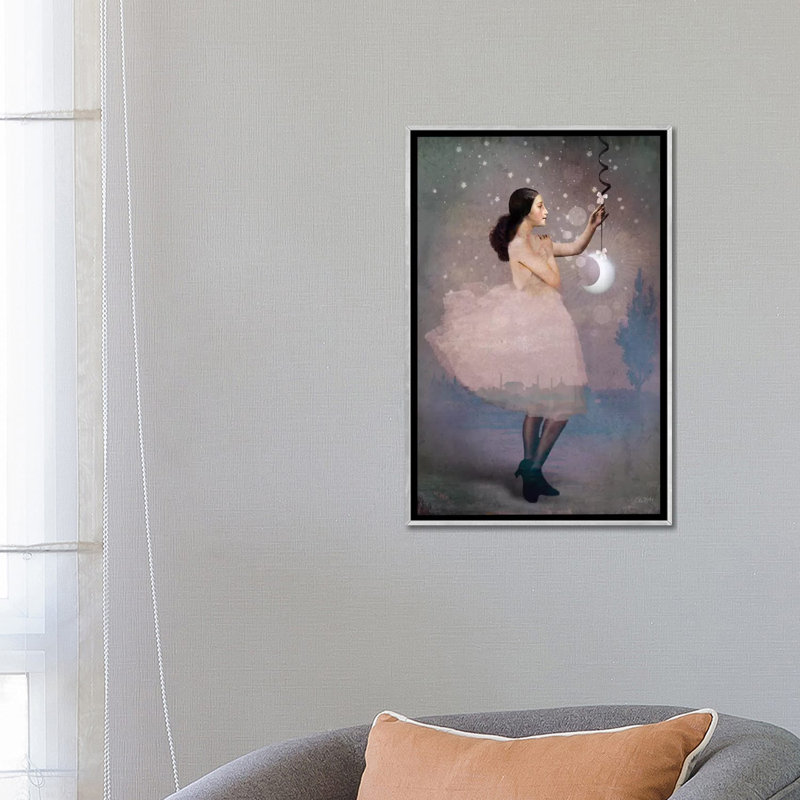 «Magic Ribbon» par Catrin Welz-Stein - impression d'art graphique, H 26 po x l 18 po x 1,5 po, Toile avec cadre argenté