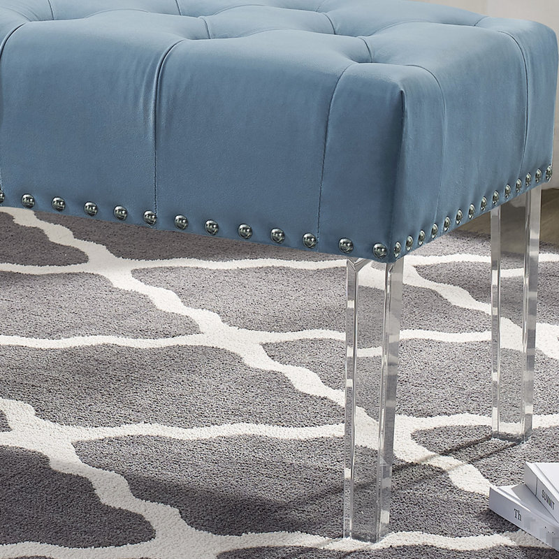 Banc rembourré en velours Macegan, Bleu