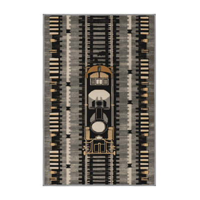 Machine Washable Transportation Grey Area Rug