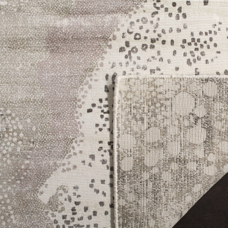 Tapis abstrait en viscose / coton tissé à la main Belle Haven en ivoire / beige, Rectangle 9 pi x 12 pi