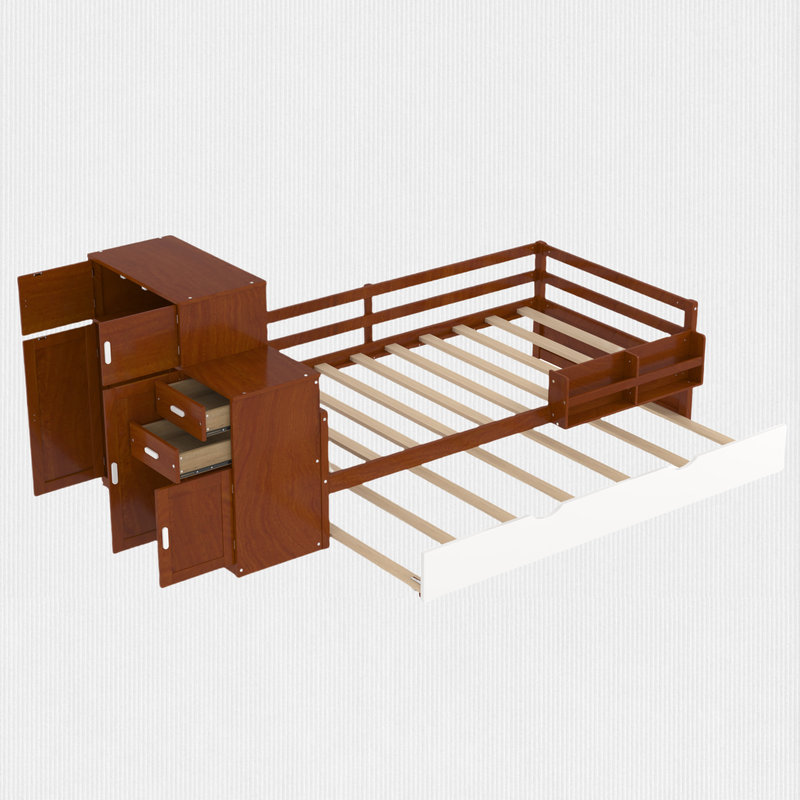 Lit de jour simple avec espace de rangement, Noyer