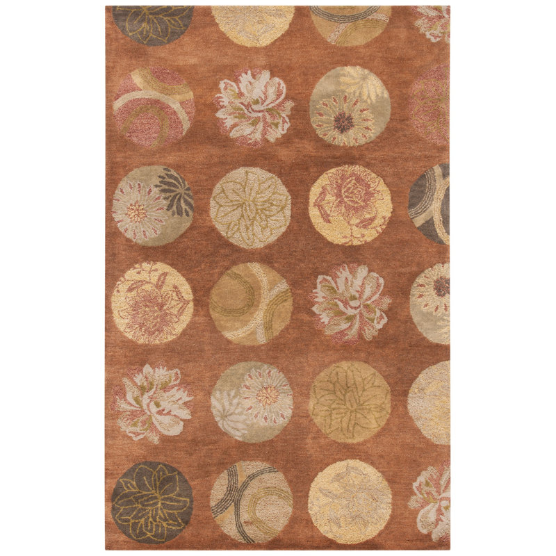 Tapis floral en laine touffeté à la main Charbonneau Drive, Rectangle 2 pi x 3 pi