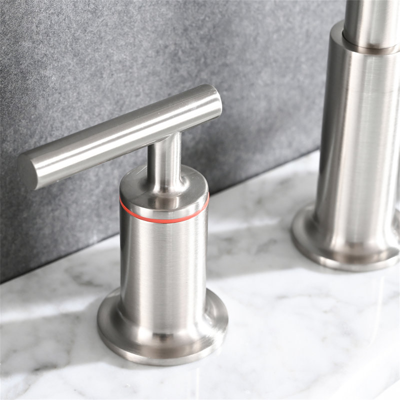 8 po Robinet de salle de bain à poignée double avec drain escamotable, Nickel brossé