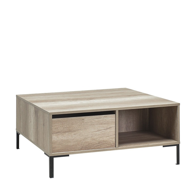 Table basse moderne, taupe, 35,4 po x 16,5 po x 35,4 po | 100% panneau de particules enduit de mélamine, épaisseur: 0,6 pouce | Rangement supplémentaire | Design industriel élégant pour le salon et le salon