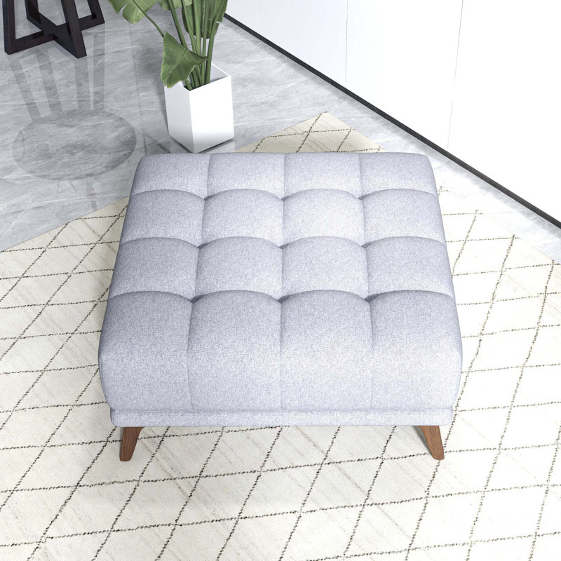 Addison Square Upholstered Ottoman, Light Gray