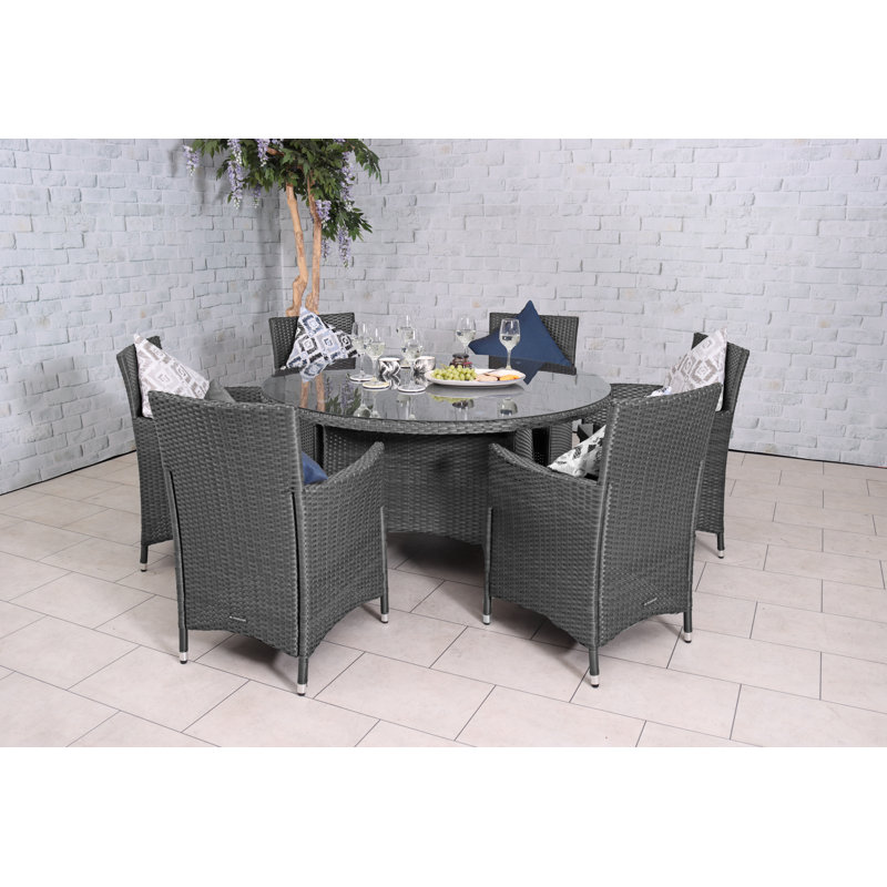 6 Seater KD Round Dining Set, Grey