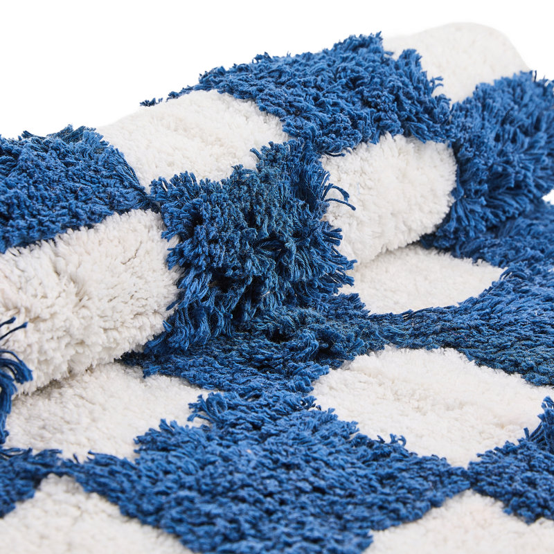 Checkerboard Bath Rug, Navy