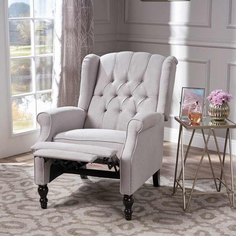 Fauteuil inclinable en tissu capitonné gris clair