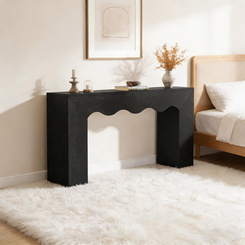 Wavy Edge Style Sofa Table,Console Table,Entryway Table, Black