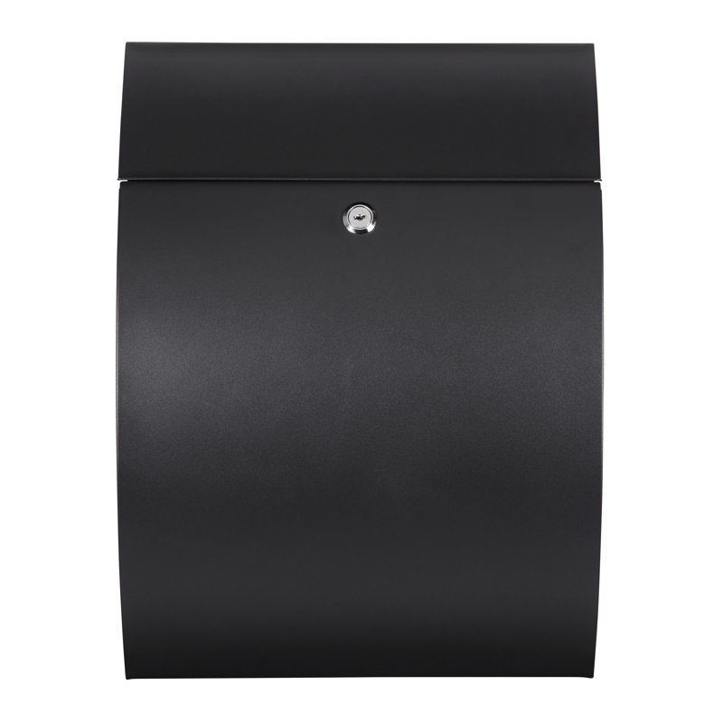 Black Steel Contemporary Lockable Wall Mounted Mailbox