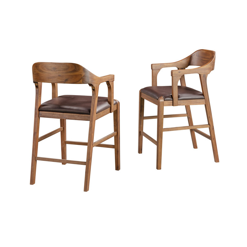 Tabouret en bois massif Lyndel, Tabouret de comptoir (siège d'une hauteur de 24 p