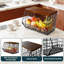 Panier à fruits en métal avec plateau en bois pour la cuisine, noir-1118055639