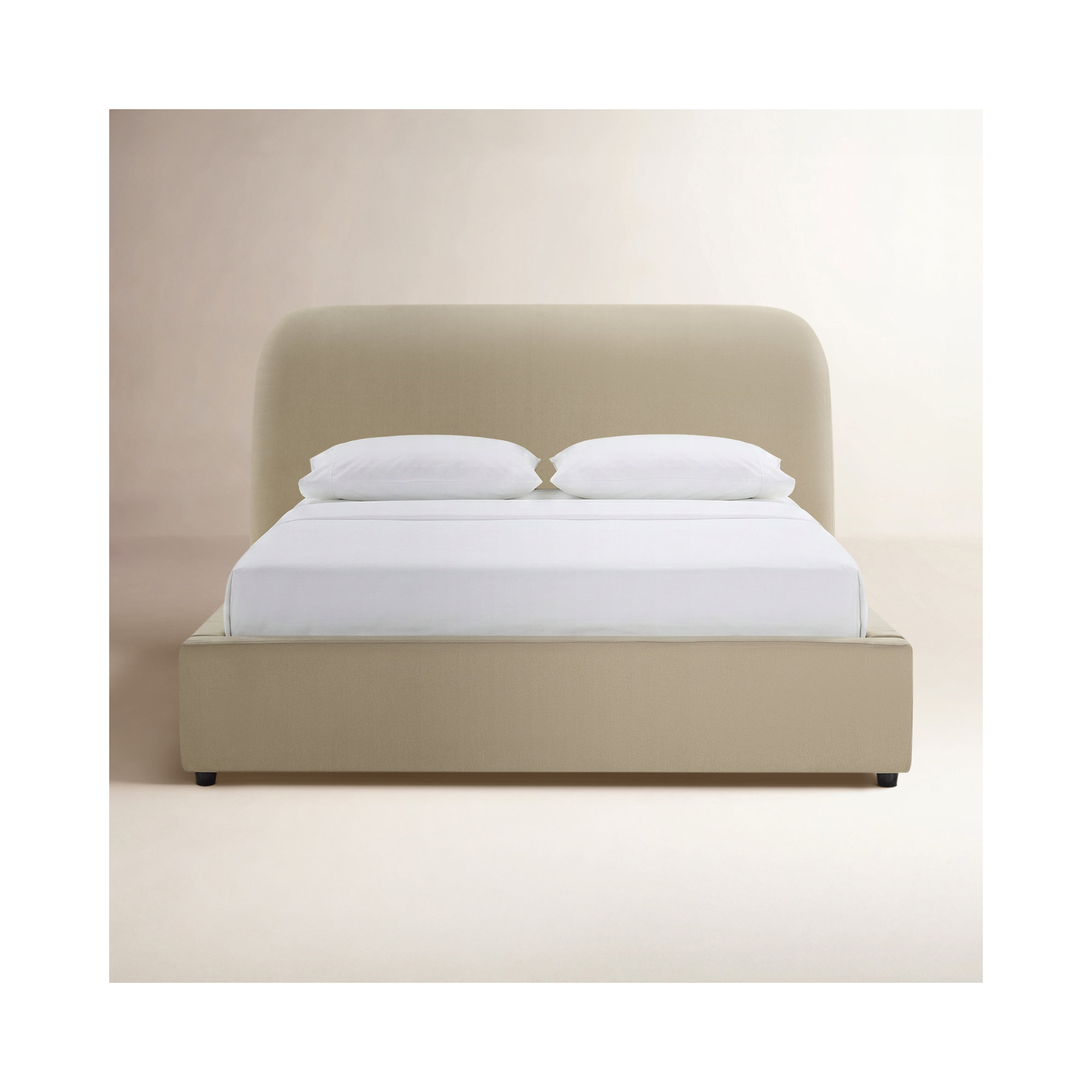 Upholstered Platform Storage Bed, Tan