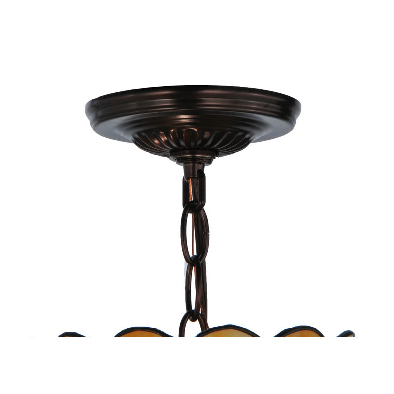 Bronze Glass Drum LED Pendant Light for Indoor/Outdoor Use