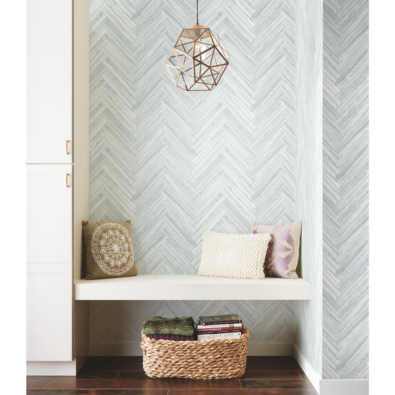 Hermosa Herringbone Wood & Shiplap Peel & Stick Wallpaper Roll, Blue