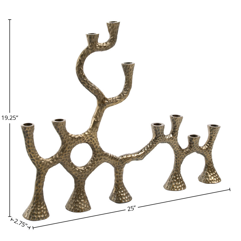 19.25'' Brass Finish Aluminum Multi-Branch Floor Candlestick