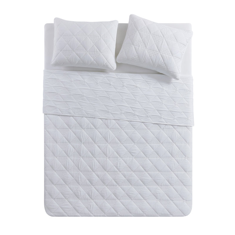 Ensemble de courtepointe en microfibre diamant 3 pièces VCNY Home Lucy, Blanc