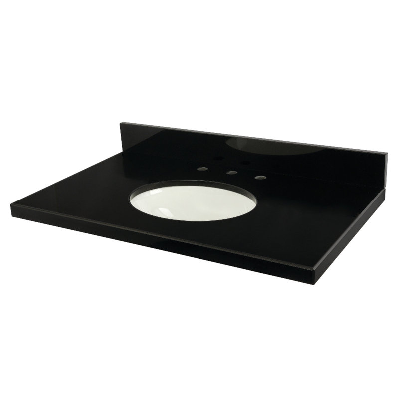 Lavabo de salle de bain rectangulaire en marbre noir 22 po Kingston