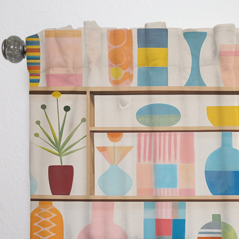Rideau obscurcissant rose Mid Century Playful Patterns IV - Abstract Midcentury, L 52 po x L 108 po